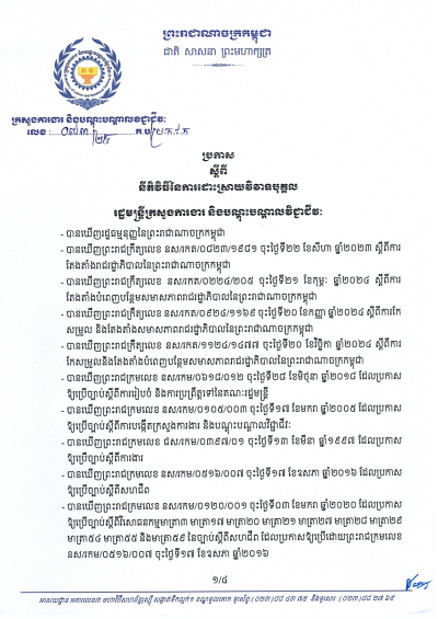 ប្រកាស លេខ៧៣/២៥ ស្តីពី នីតិវិធីនៃការដោះស្រាយវិវាទបុគ្គល